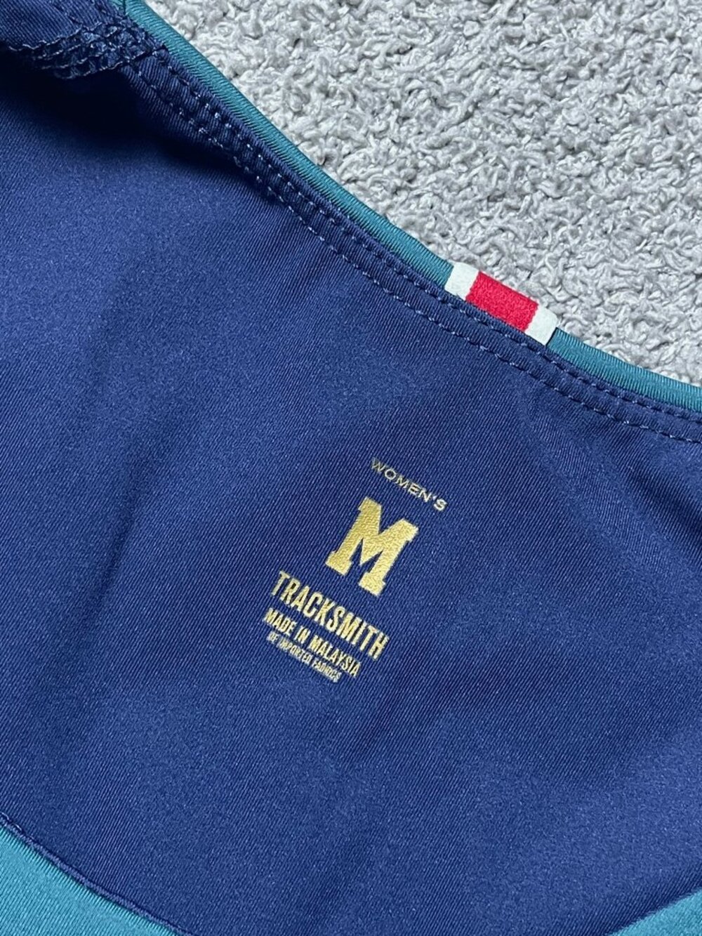 Tracksmith Bell Lap Crop Top Racerback Running Green/Blue Stripe Women's Medium - Picture 3 of 6